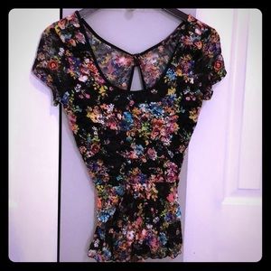 Lace Floral Open Back Top